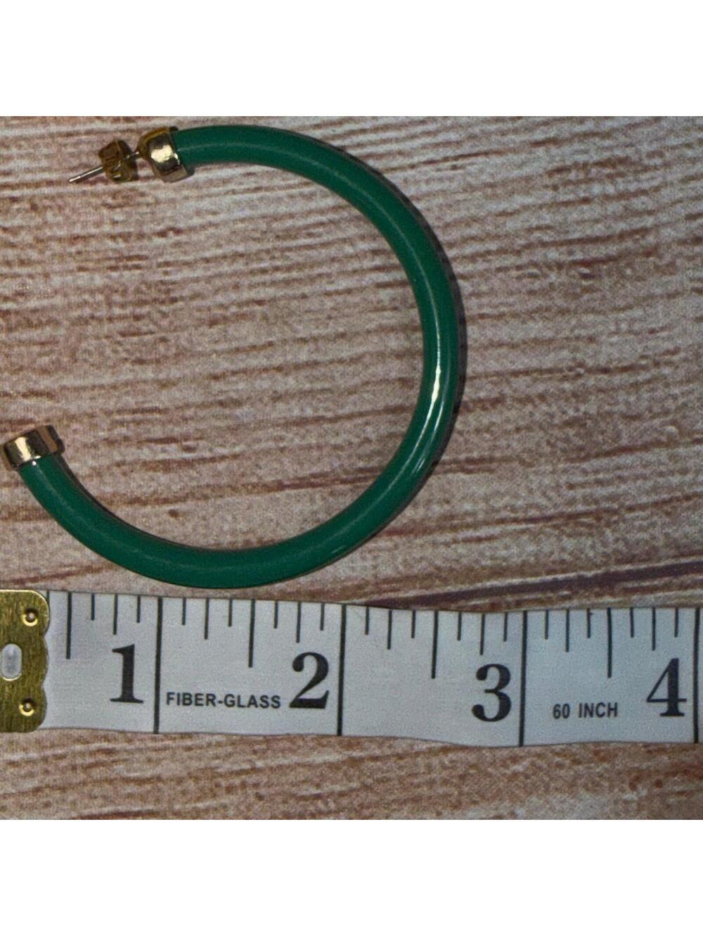 Colorful Acrylic Hoop Earrings Bundle – Green & Yellow Retro Hoop Earrings - Picture 5 of 5